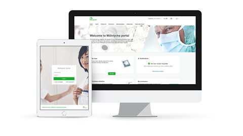 vista de escritorio e ipad del portal mölnlycke
