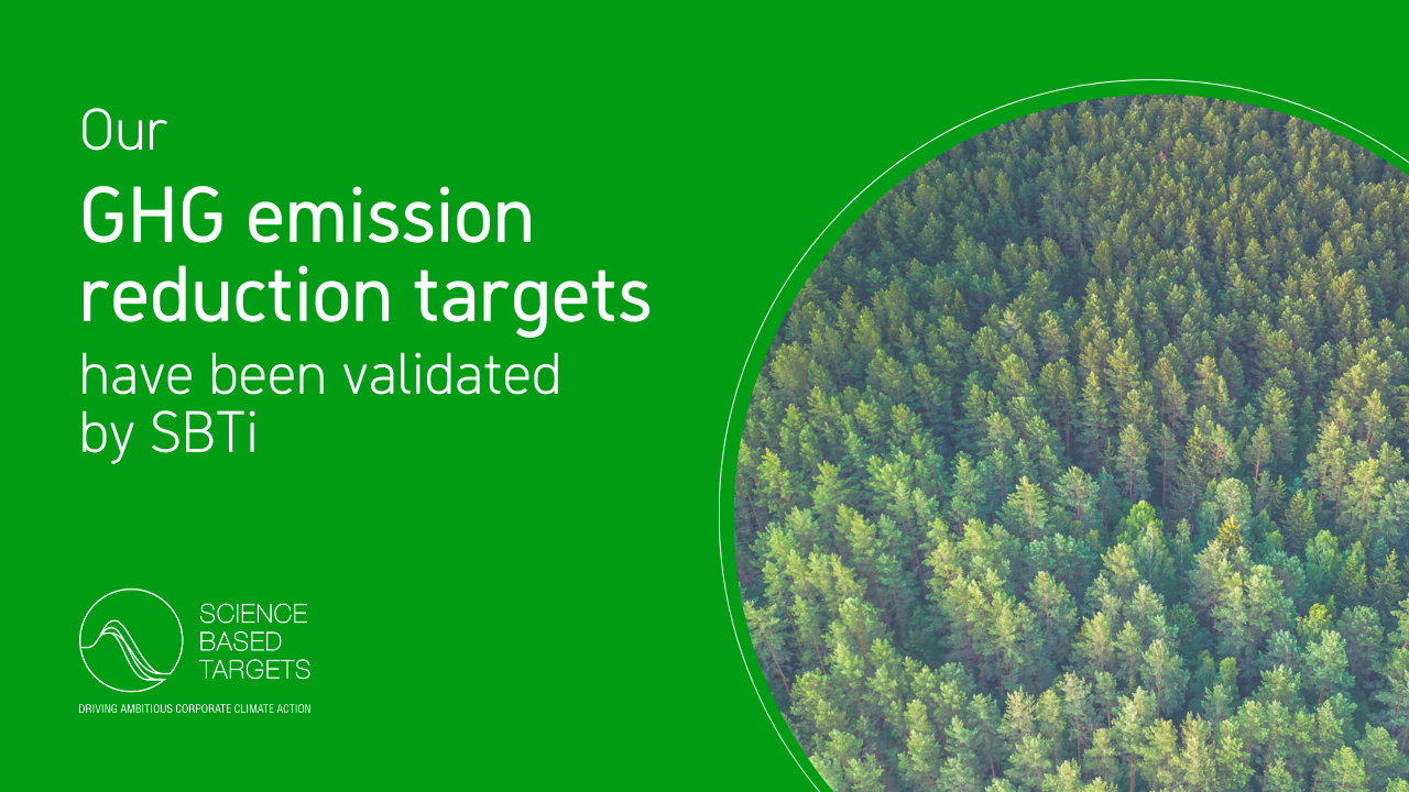 Our GHG emission reduction targets have been validated by SBTi